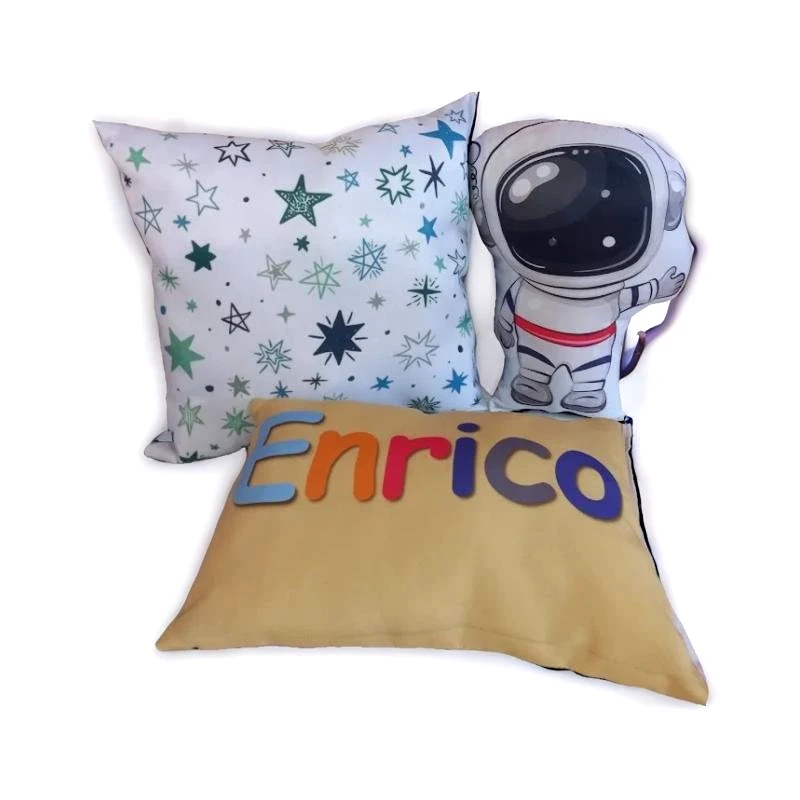 Kit Almofada Decorativa Para Quarto – Astronauta com nome 3 peças