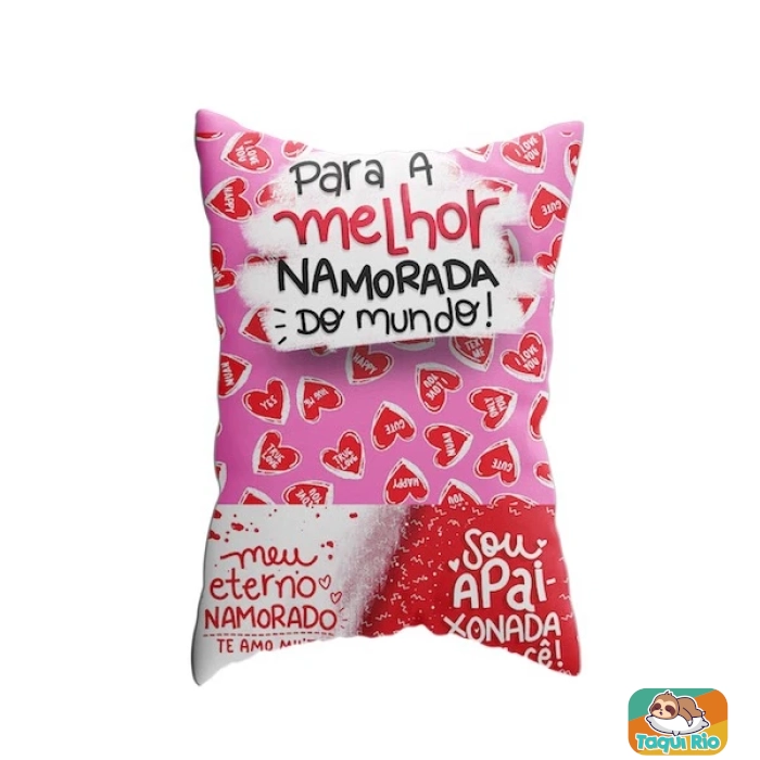 Almofada Com Bolso Namorados - Frases de Amor - cestas de café - Lembrancinha - com enchimento