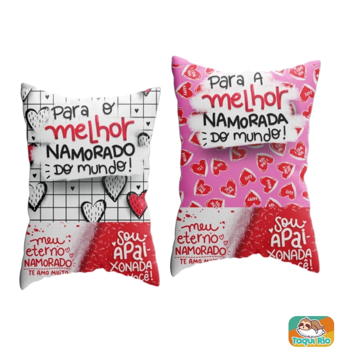 Almofada Com Bolso Namorados - Frases de Amor - cestas de café - Lembrancinha - com enchimento